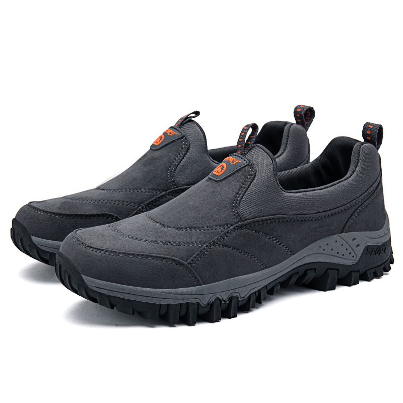 Luo Baoli Men Hiking Shoes Slip On Rubber Sole Grey 37