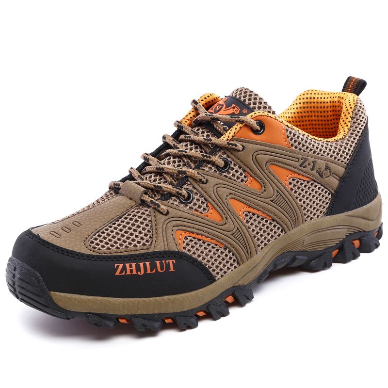 Qifeng Men Women Outdoor Breathable Hiking Shoes Khaki 44