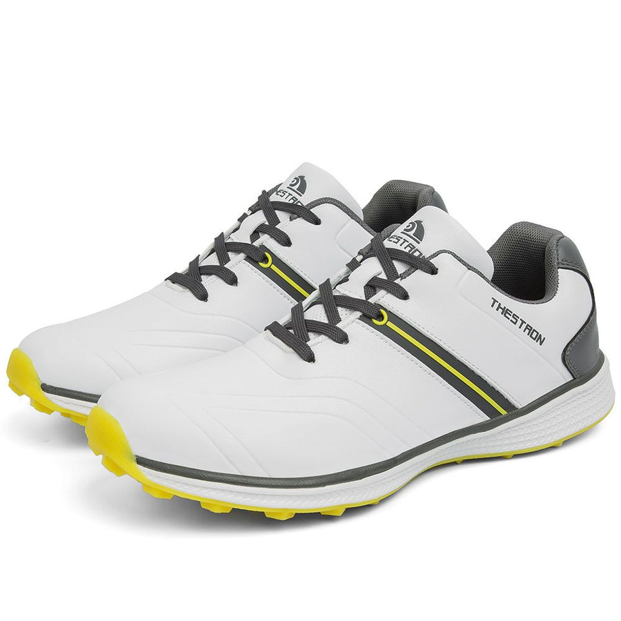 THESTRON Men's Waterproof Golf Shoes Microfiber Upper White US 8 (EUR 41)
