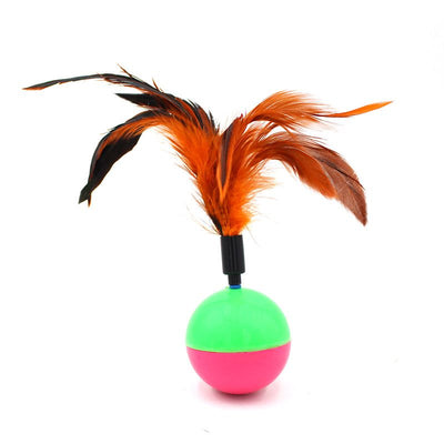 Pet Toy Tumbler Feather Plastic Meng Qigong Tumbler feather: color random