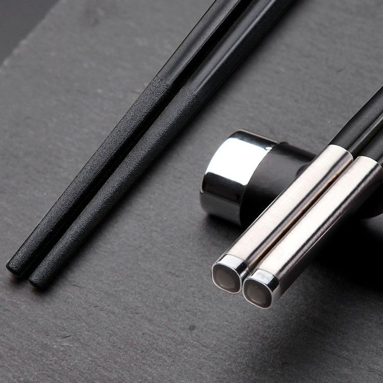 Chuangjian Alloy Chopsticks Laser Logo YB08 Black