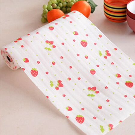 Cabinet Liner Rabbit Floral Waterproof Drawer Mat White Bottom Strawberry