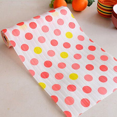 Cabinet Liner Rabbit Floral Waterproof Drawer Mat Red wave dot on white background