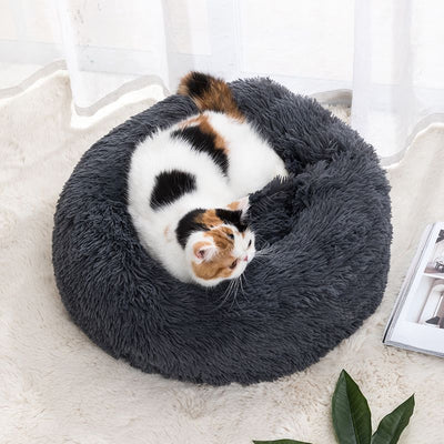 Qianxun pets Round Plush Pet Bed 40 cm Dark gray Diameter 70 cm