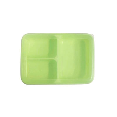 Le Kedo PP Rectangular 3 Compartment Microwave Lunch Box Type B 8032 (green)