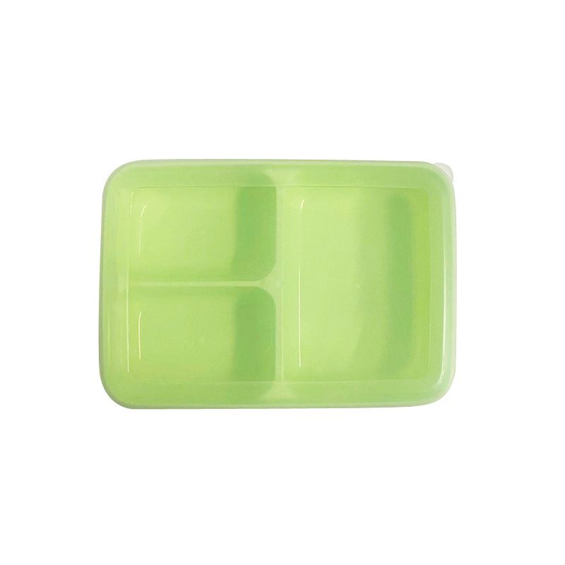 Le Kedo PP Rectangular 3 Compartment Microwave Lunch Box Type B 8032 (green)