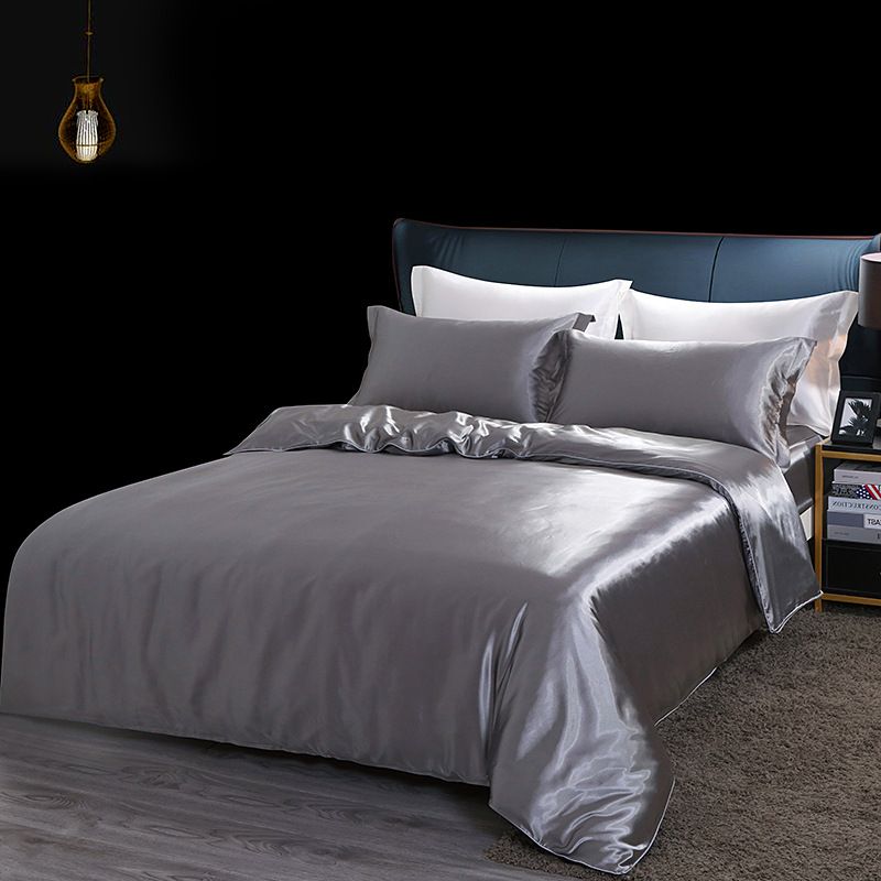 Shurui Silk Four Piece Set 150x200cm 1.8 m bed hat [quilt cover 220x 240cm]