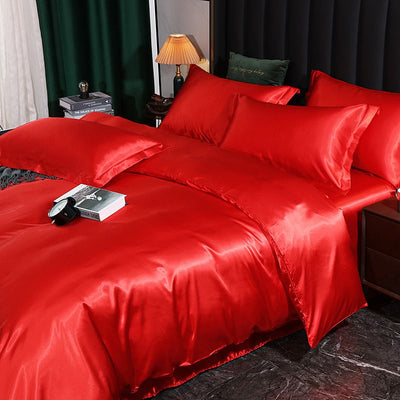Shurui Silk Four Piece Set 150x200cm 1.5 m bed hat [quilt cover 200x 230cm]