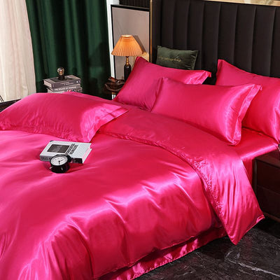 Shurui Silk Four Piece Set 150x200cm 1.5 m bed hat [quilt cover 200x 230cm]