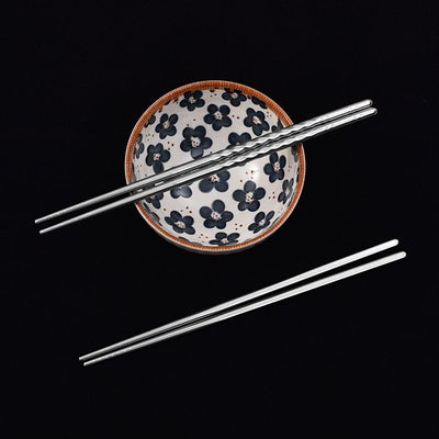 Stainless Steel Chopsticks Wind Sand Crossing 5 Pairs 5 Double Square Light Chopsticks