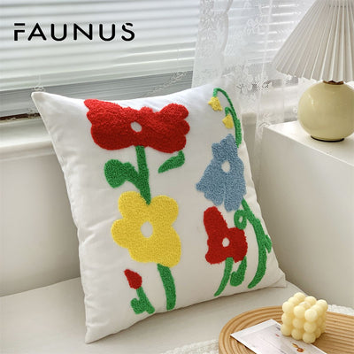 Faunus Cushion 45x45cm Cotton Linen Embroidery Cute Butterfly Flower 45*45 (excluding core)