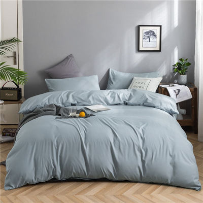 Qianjin Cotton Solid Color 4 Piece Bedding Set Azure ☆ 1.5 m bed hat set] quilt cover 200*230cm bed hat 150*200+25cm/suitable for 200*230 quilt core