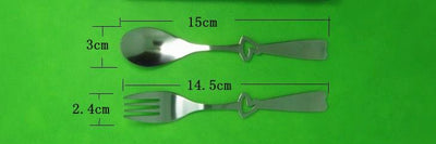 Stainless Steel Smiley Spoon Children Cutlery Set Heart Fork