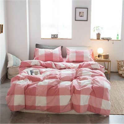 Cotton 4 Piece Set Modern Minimalist White Bed sheet kit_1.2m bed-quilt cover 150x 200 (3-piece set)