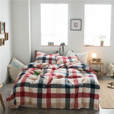 Cotton 4 Piece Set Modern Minimalist White Bed hat kit_1.8m bed-increase quilt cover 220x 240cm four-piece set