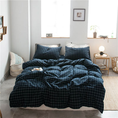 Cotton 4 Piece Set Modern Minimalist White Bed sheet kit_1.5m bed-quilt cover 200x 230cm (four-piece set)