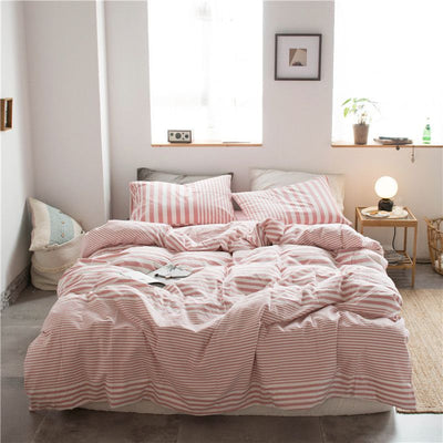 Cotton 4 Piece Set Modern Minimalist White Bed hat kit_1.5m bed-quilt cover 200x 230cm (four-piece set)