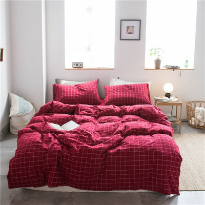 Cotton 4 Piece Set Modern Minimalist White Bed hat kit_1.8m bed-increase quilt cover 220x 240cm four-piece set