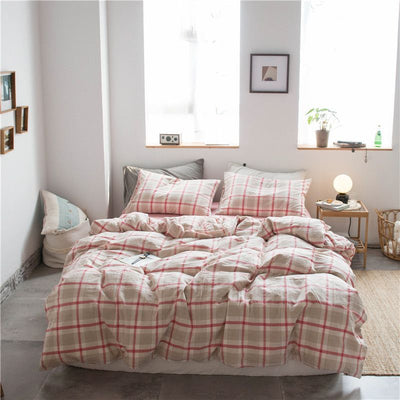 Cotton 4 Piece Set Modern Minimalist White Bed hat kit_1.8m bed-increase quilt cover 220x 240cm four-piece set