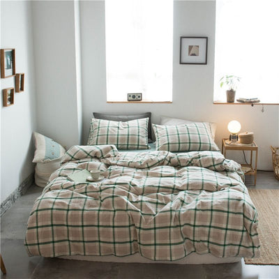 Cotton 4 Piece Set Modern Minimalist White Bed hat kit_1.5m bed-quilt cover 200x 230cm (four-piece set)
