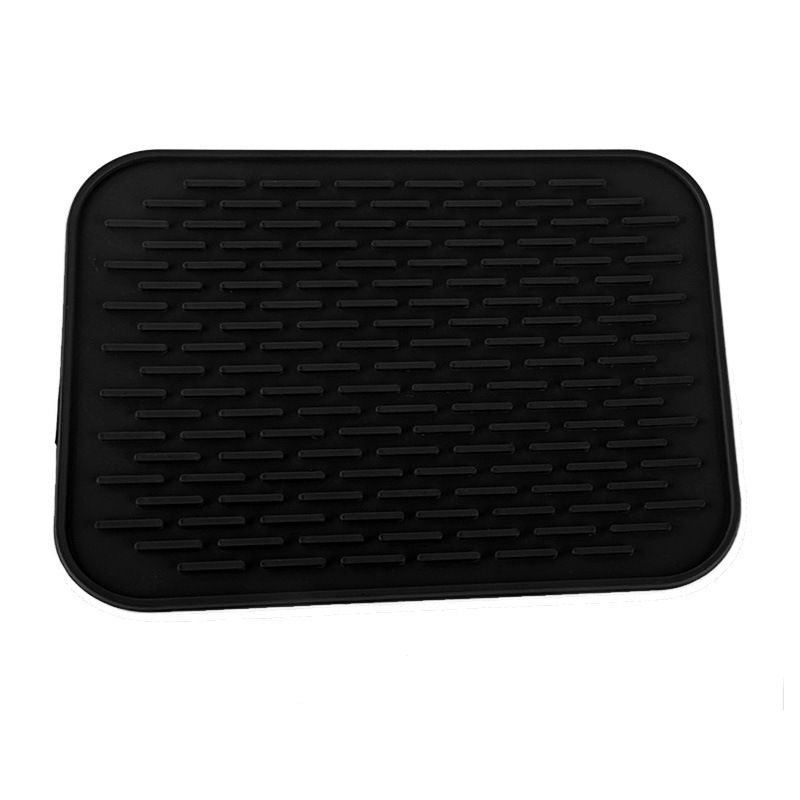 Silicone Table Mat Square Drain Heat Insulation Yipin Black