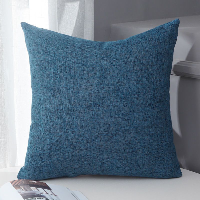 Le Su Cotton Linen Cushion Solid Color with Core 35# Indigo 45*45-single pillowcase