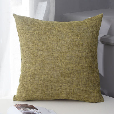 Le Su Cotton Linen Cushion Solid Color with Core 66# Olive Green 45*45-single pillowcase