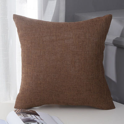 Le Su Cotton Linen Cushion Solid Color with Core 53# Coffee 30*50-single pillowcase