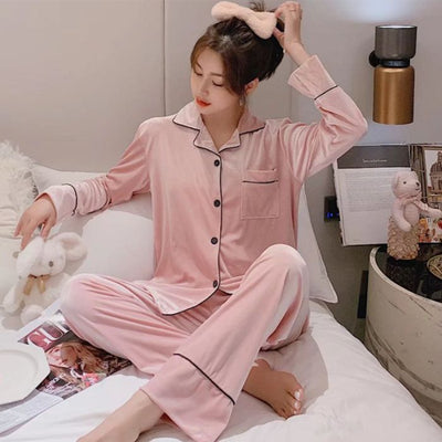 Women Winter Velvet Sleepwear Set Long Sleeve 096# Pink Female 3xl