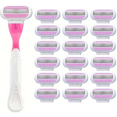 Jiyun Manual Shaving Razor 3 Layer Blade Pink 1 tool holder 18 tool head