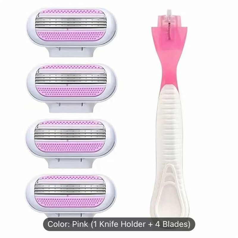 Jiyun Manual Shaving Razor 3 Layer Blade Pink 1 tool holder 8 tool head