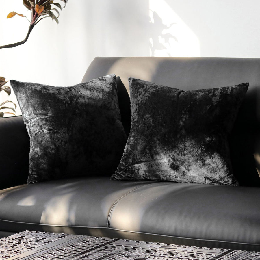 Ice Velvet Pillow Cover Polyester Solid Color 30x50cm Black 50*50cm without pillow core