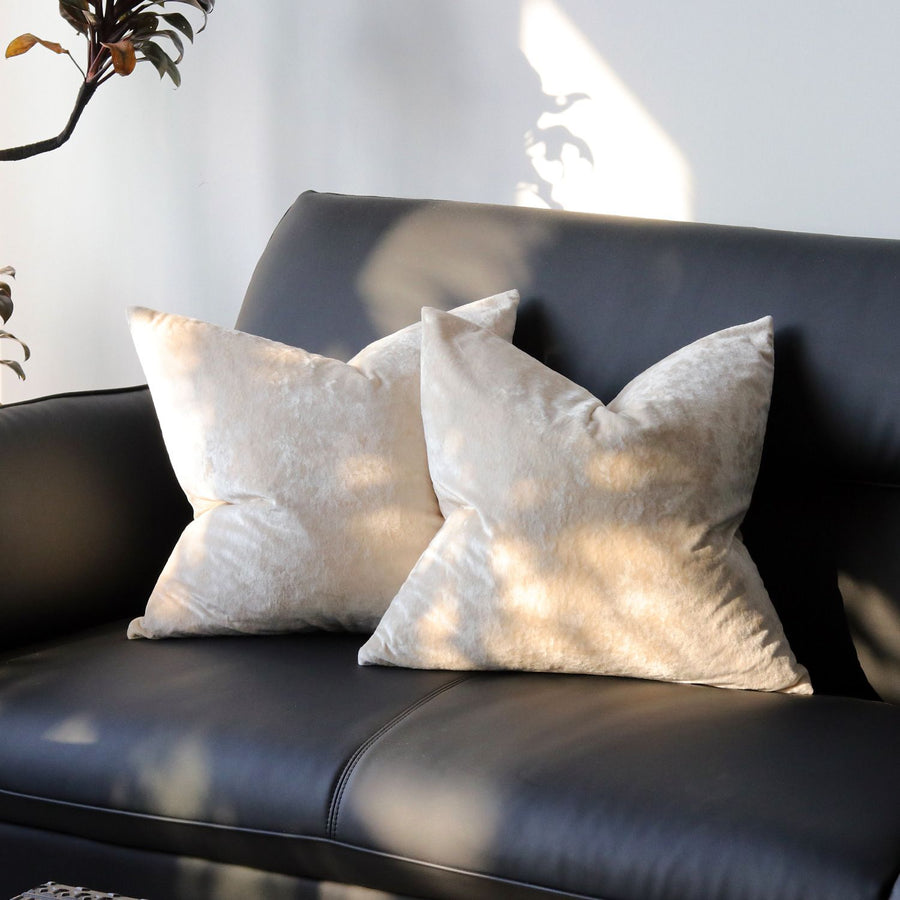 Ice Velvet Pillow Cover Polyester Solid Color 30x50cm Beige 45*45cm without pillow core