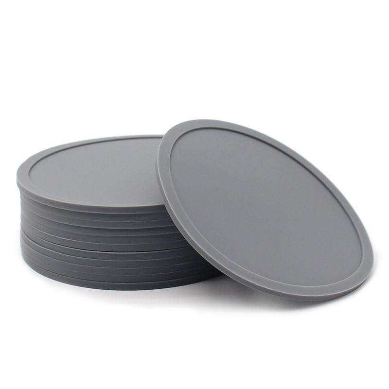 Silicone Coaster Round 10cm Non Slip Dingshuai Gray 10x0.3cm thin section