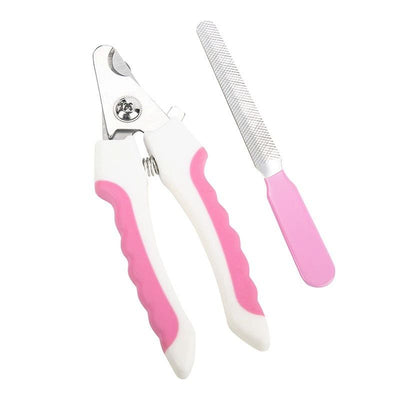 Stainless Steel Pet Nail Clippers for Dogs and Cats Large opp bag Pink and White