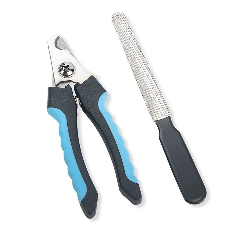 Stainless Steel Pet Nail Clippers for Dogs and Cats Large opp bag Blue and Black