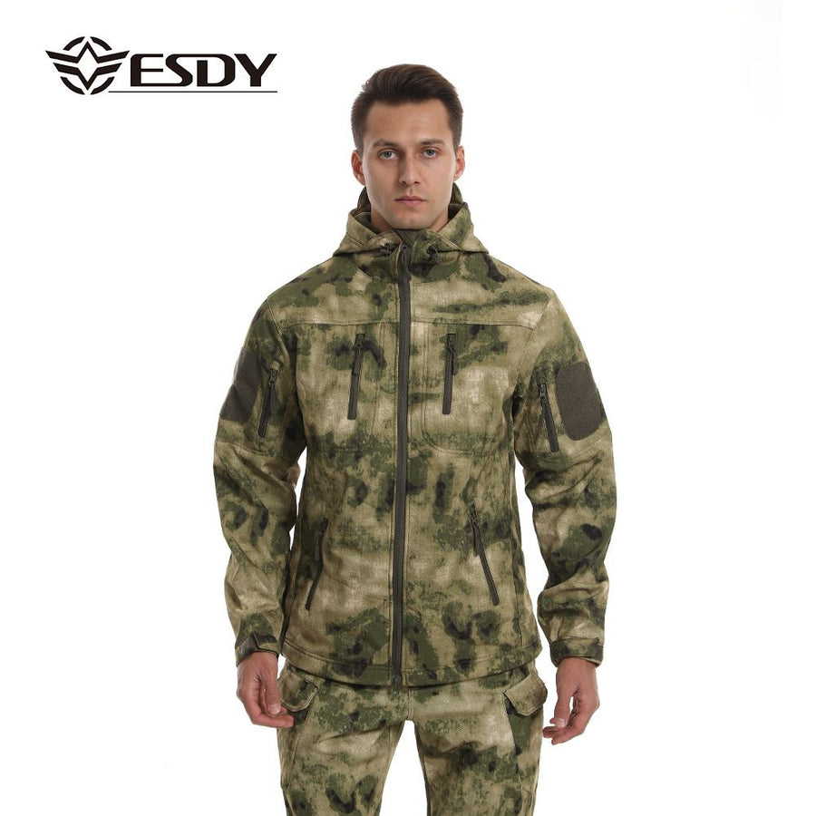 ESDY Men Soft Shell Windproof Jacket Outdoor Ruins green XXL