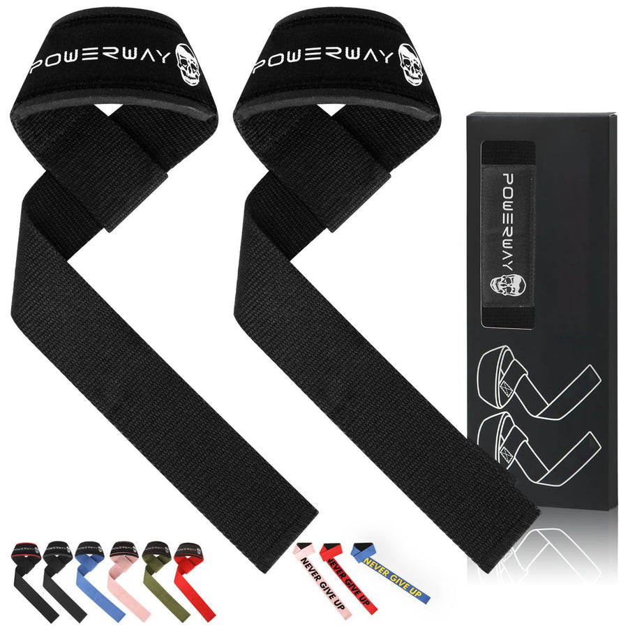 Deadlift Wrist Lifting Straps 2Pc Neoprene Cushion Black