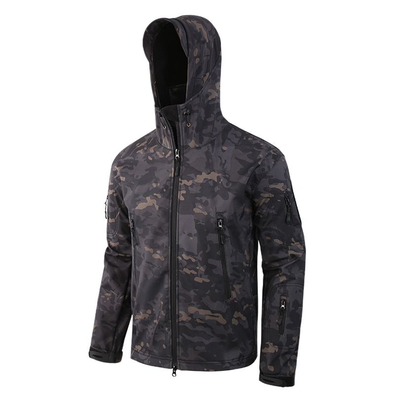 ESDY Men Softshell Jacket Outdoor Fleece Training Coat CCBK XXL