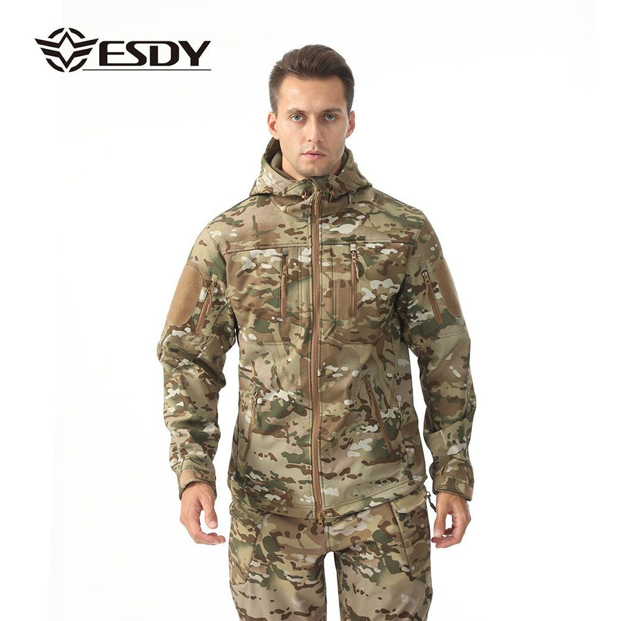 ESDY Men Soft Shell Windproof Jacket Outdoor Cc camouflage XXXL