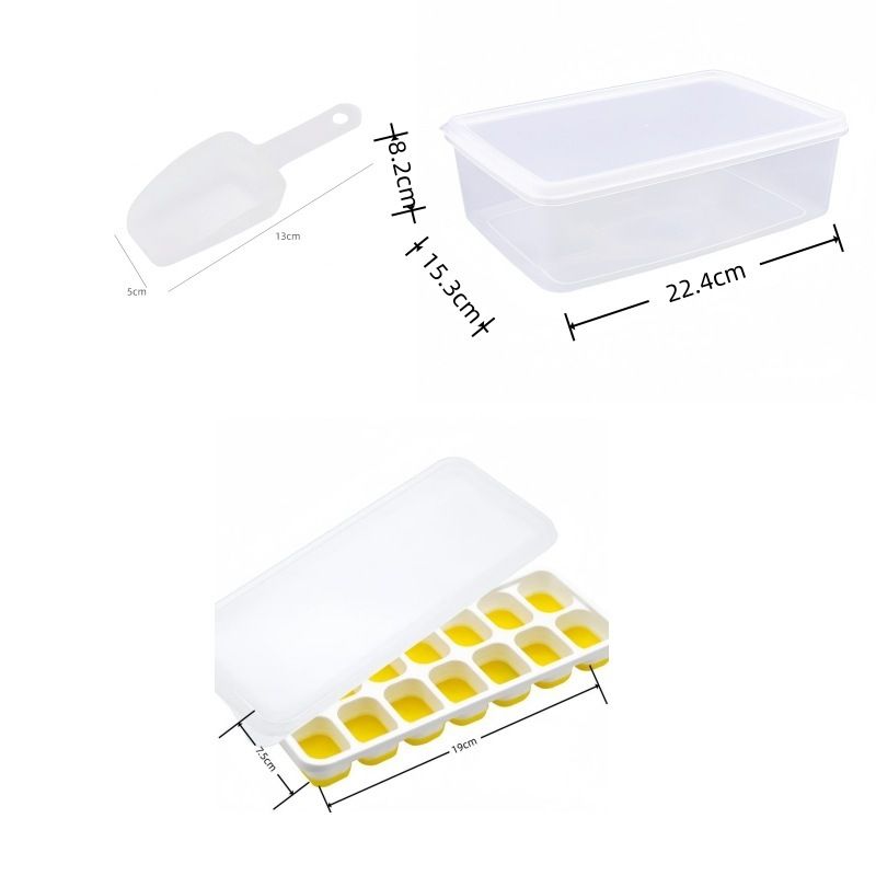 14 Cube Silicone Ice Tray with Lid Yellow Set