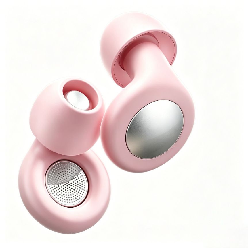 Silicone Earplugs Noise Reduction 28dB Sleep Waterproof Glossy noise-cancelling earplugs pink + long silicone cord