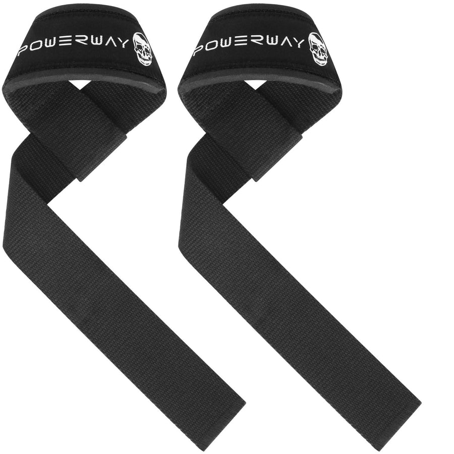 Deadlift Wrist Lifting Straps 2Pc Neoprene Cushion Black