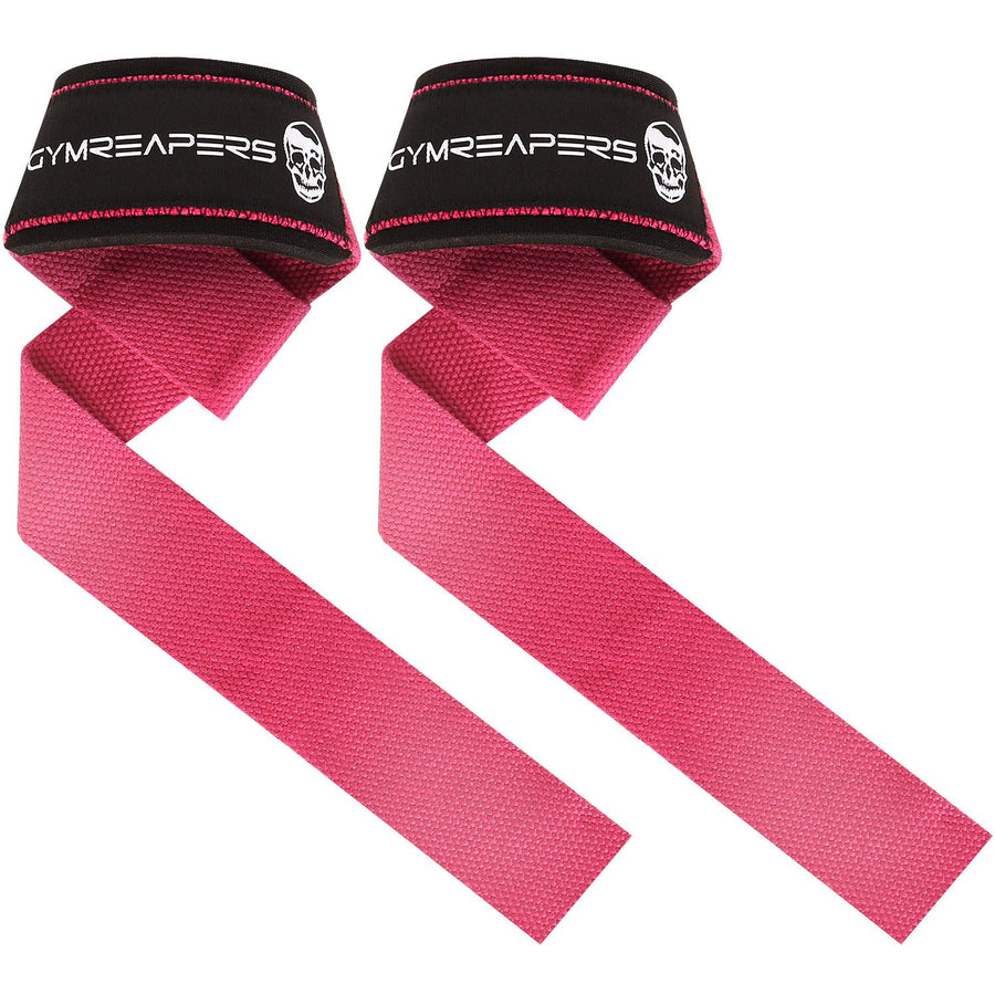 Deadlift Wrist Lifting Straps 2Pc Neoprene Cushion Rose Red
