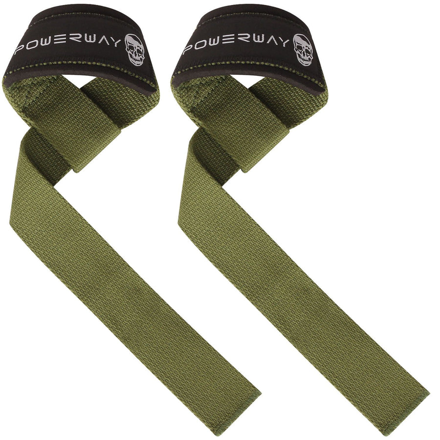 Deadlift Wrist Lifting Straps 2Pc Neoprene Cushion Army Green