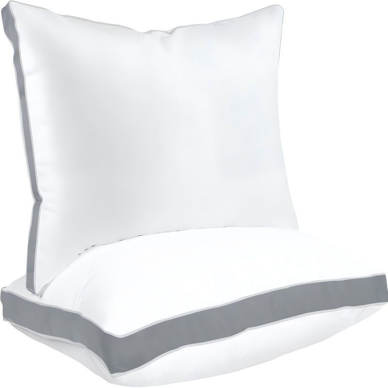 Sleep talk Pillow White Fiber Neck Support Standard Grey Standard (Pack of 2) 25×17in，64 × 43cm，2268g