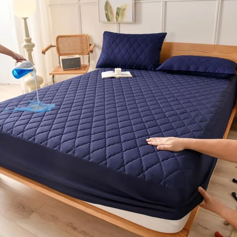 Waterproof Brushed Polyester Fitted Sheet Mattress Dark blue 140*200cm [single fitted sheet]
