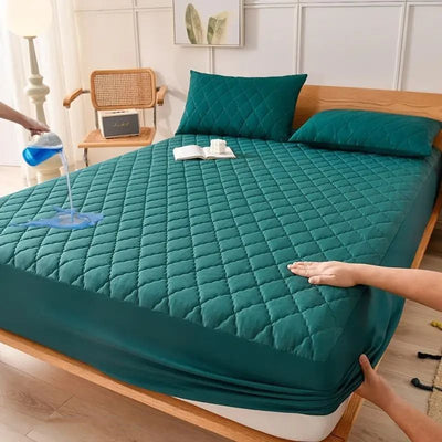 Waterproof Brushed Polyester Fitted Sheet Mattress green 150*200cm [single fitted sheet]