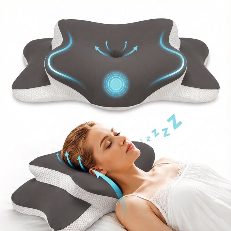 Dream Nest Butterfly Memory Foam Pillow Dark Gray