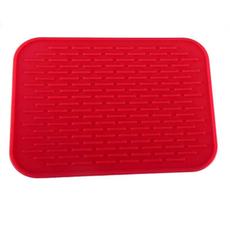 Silicone Table Mat Square Drain Heat Insulation Yipin Red